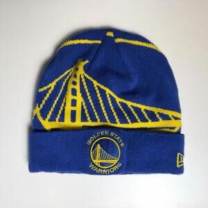 Youth New Era Royal Golden State Warriors Logo Whiz Cuffed Knit Hat